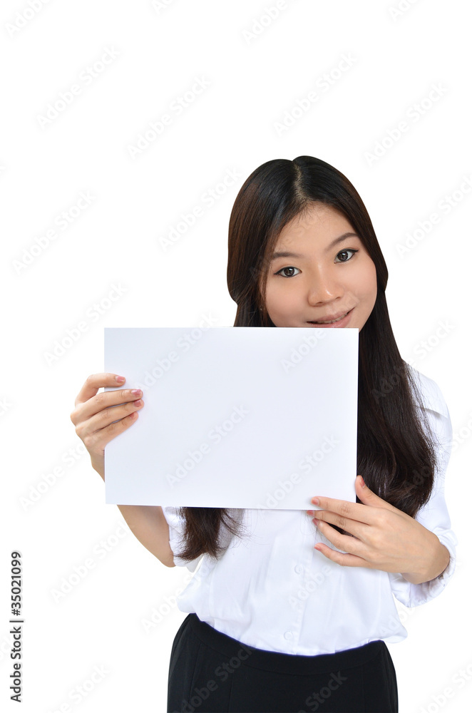 Business woman holding a message board Business woman holding a message board