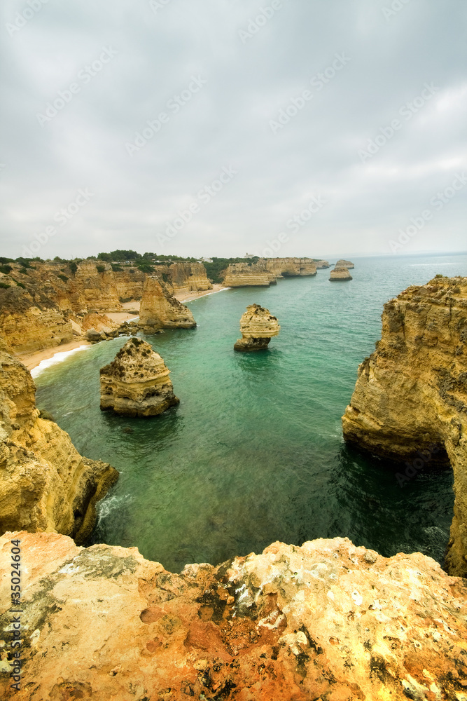 Cliffs at praia da Marinha in Algarve, south of Portugal