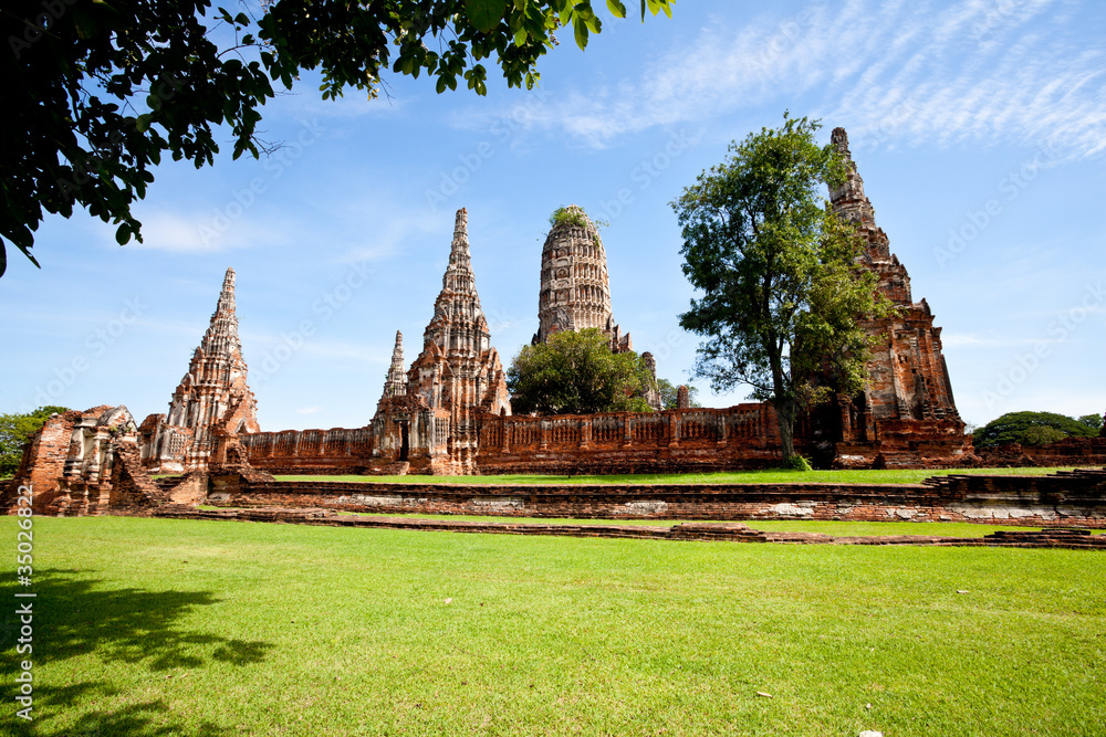 historical temple, wat chai wattanaram, ayutthaya, thailand