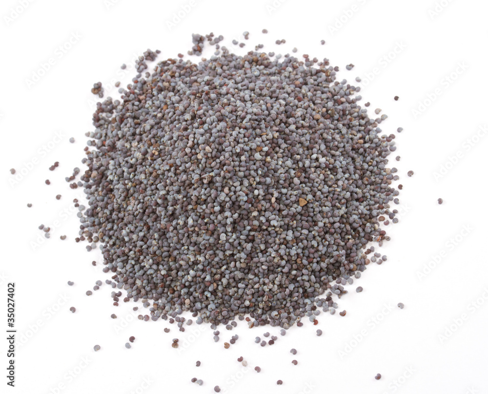 Macro photo of poppy seeds isolated on white Macro photo of poppy seeds isolated on white