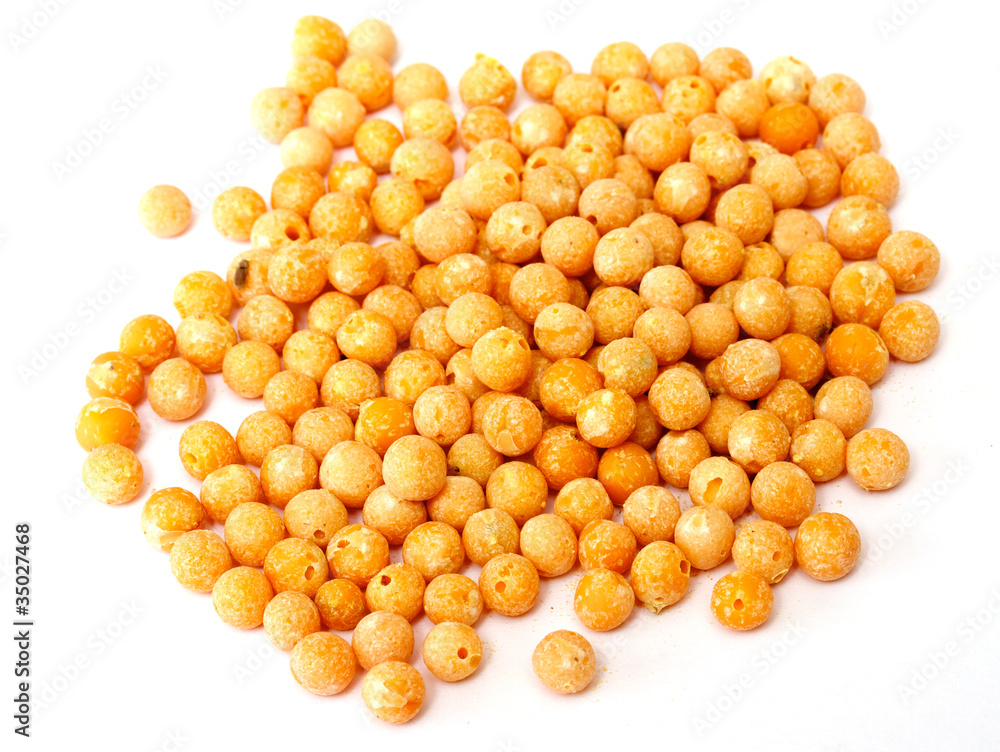 A small handful of chick-pea. Beans isolated on a white backgrou A small handful of chick-pea. Beans isolated on a white backgrou