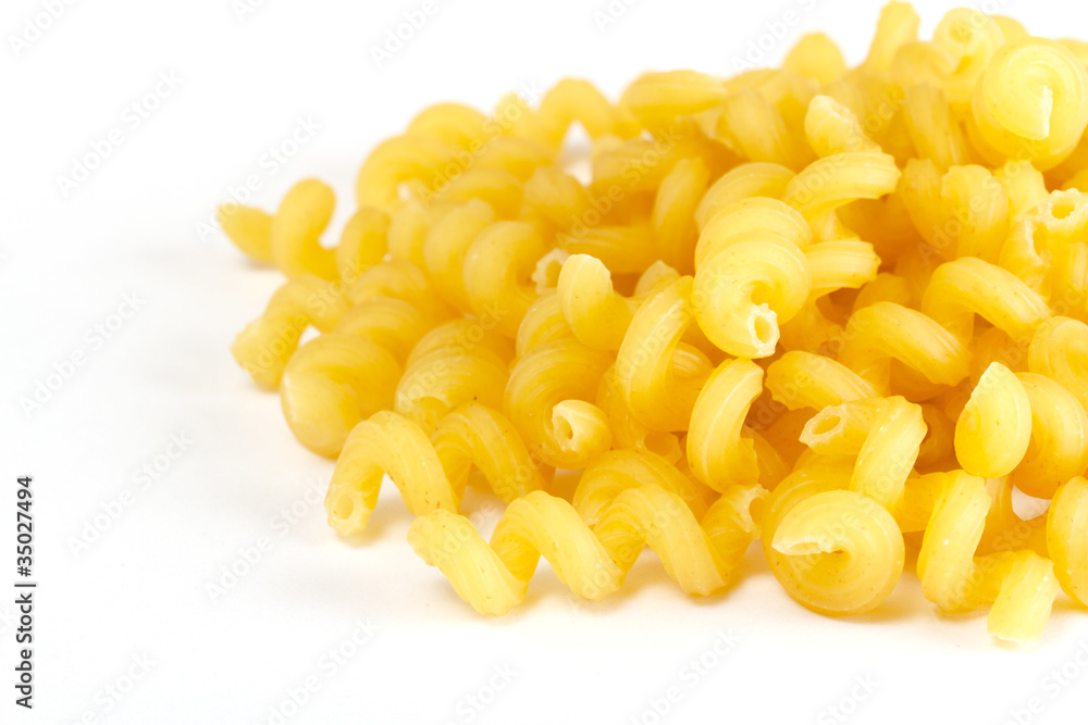 dried italian pasta on white background dried italian pasta on white background