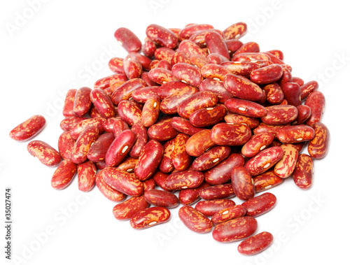 dried red beans on white background