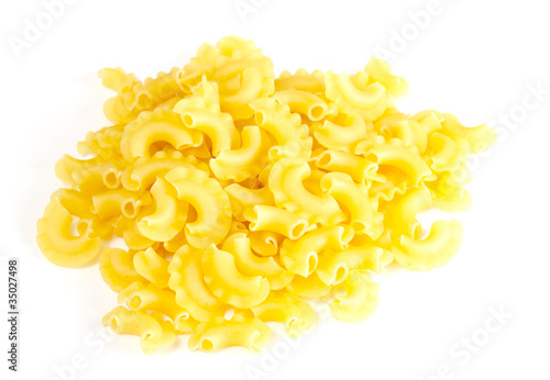 dried italian pasta on white background