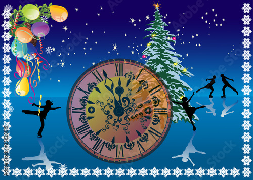 pattern with new year clock