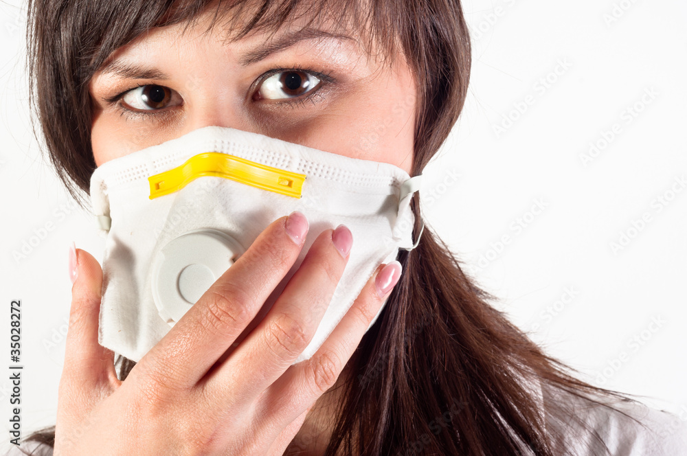hospital worker wearing protective mask against white background hospital worker wearing protective mask against white background