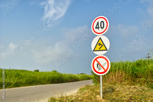 Traffic sign on a rural road