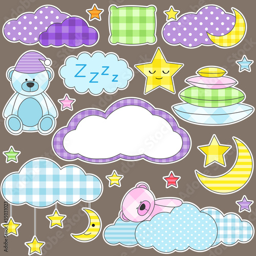 Set of vector elements on night theme