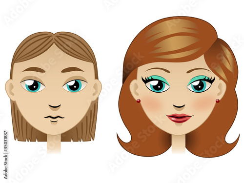 Beautiful girl hair and make-up makeover