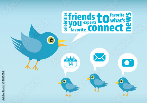 Cartoon Blue Bird talking