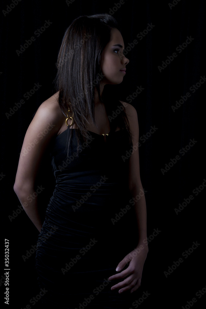 Teen in little black dress