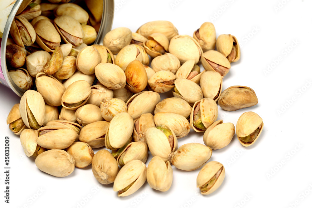 Pistachios on white Pistachios on white