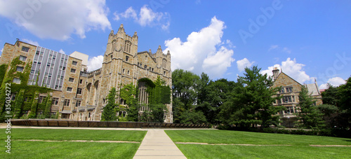Panoramic view of University of Michigan law campus