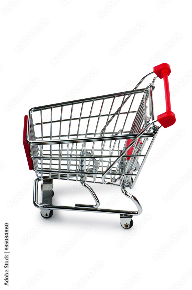 Shopping cart against the white background Shopping cart against the white background