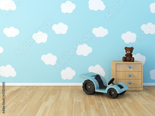 clouds painted baby room