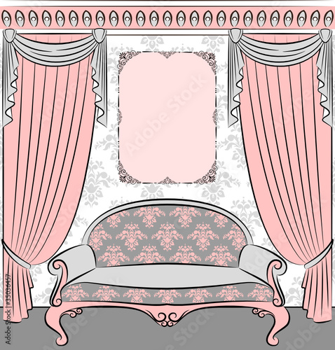 Vector illustration sofa in vintage interior