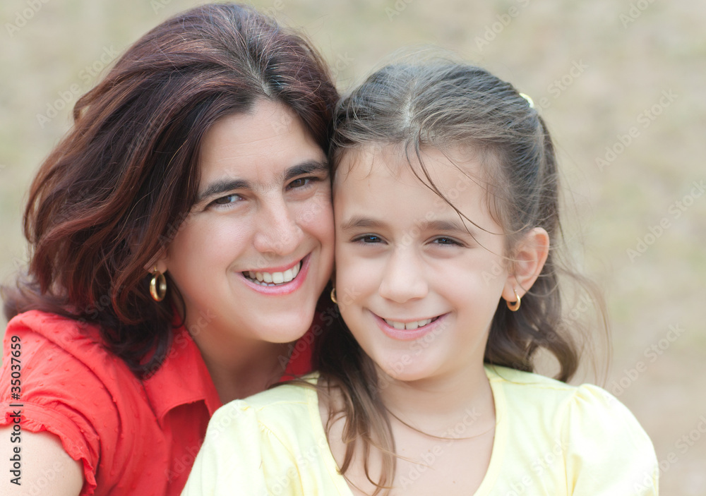 Portrait of a latin girl and her beautiful mother Portrait of a latin girl and her beautiful mother