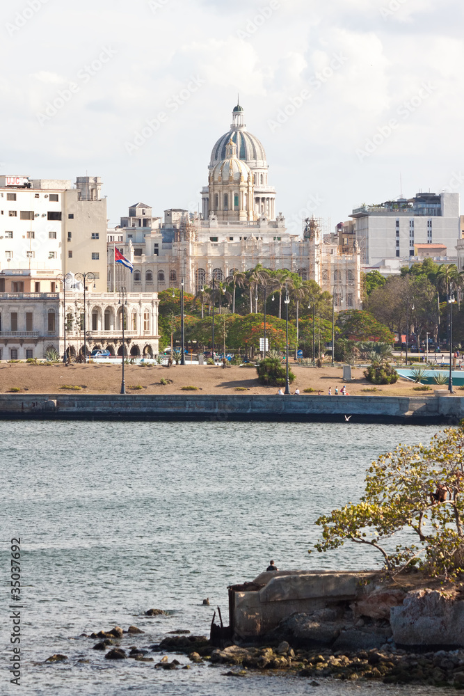 View of Old Havana including the bay and the Capitol