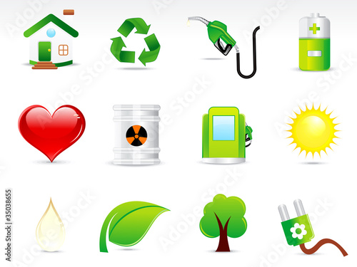 abstract green eco icon set photo