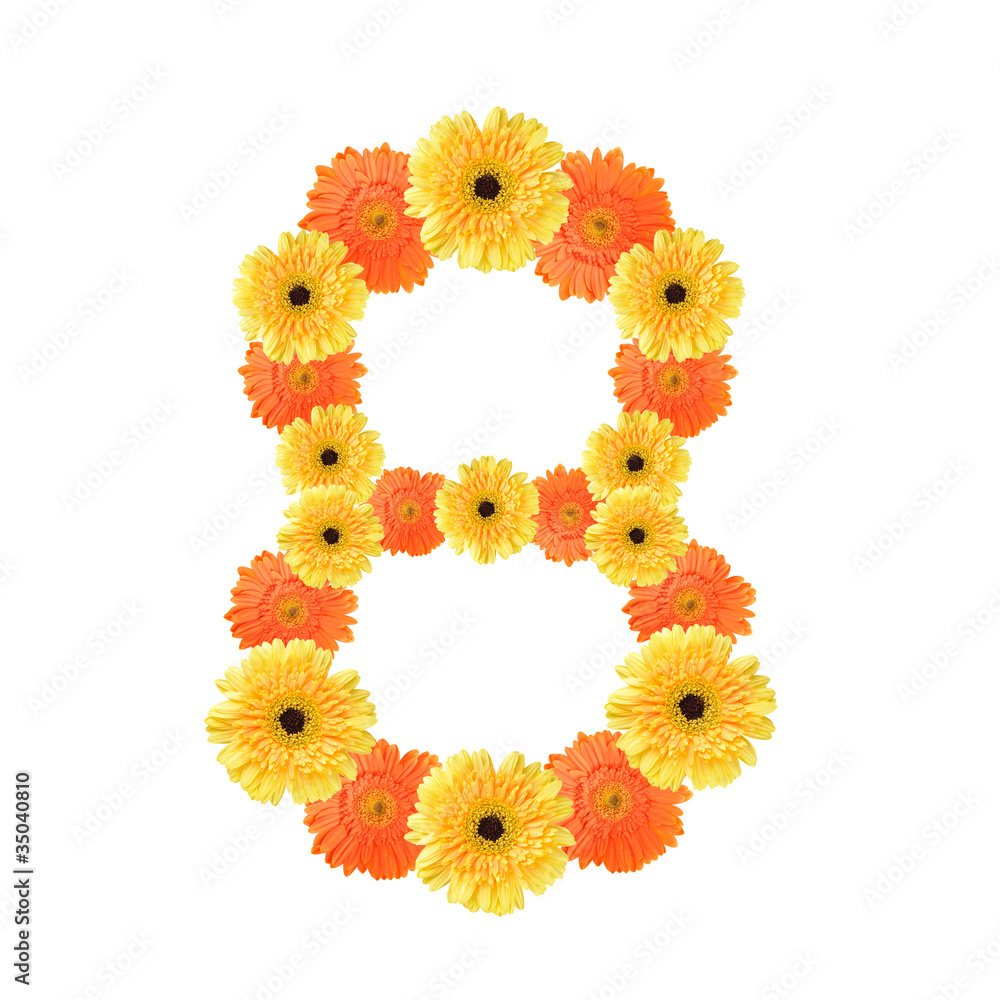 Number 8 created by flowers