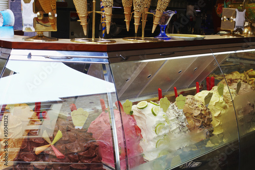 Italian gelato in display case