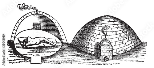 Mexican Vapor Bath vintage engraving