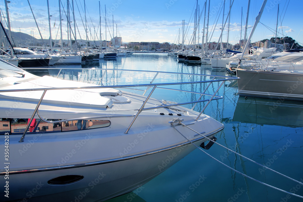Fototapeta premium Boat mediterranean marina in Denia Alicante Spain