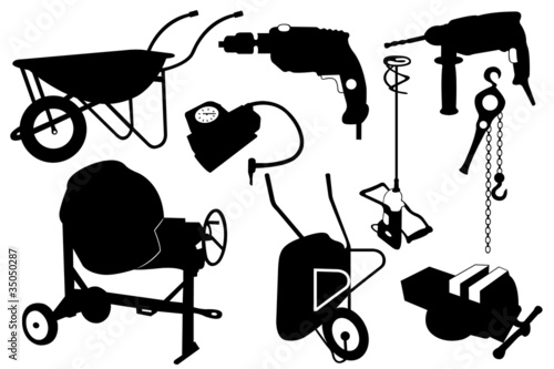 Construction objects isolated on white