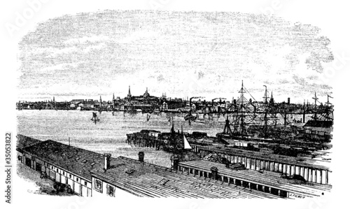 Boston, in Massachusetts, USA, during the 1890s, vintage engravi photo