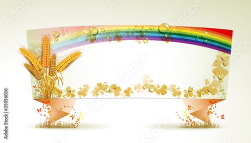 Origami background with wheat ears