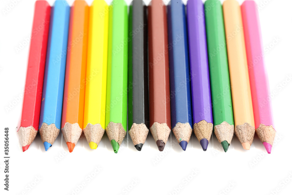 Color pencils crayons isolated in white background Color pencils crayons isolated in white background