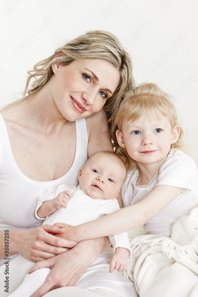 portrait of mother with her daughters