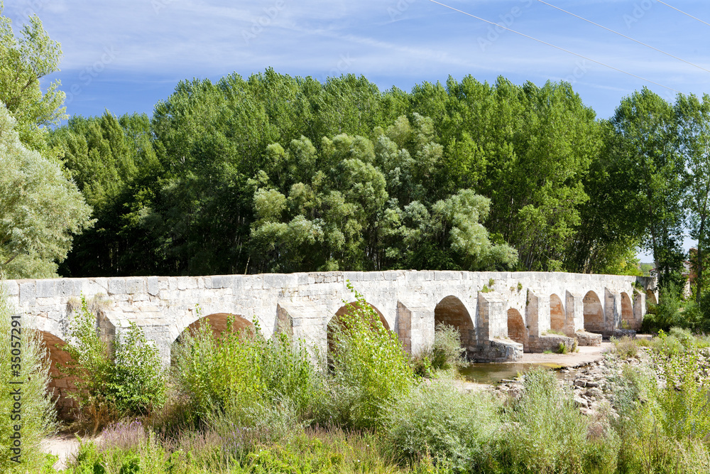 old bridge near Tordomar, Castile and Leon, Spain