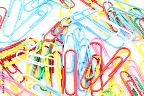isolated colorful paper clips background