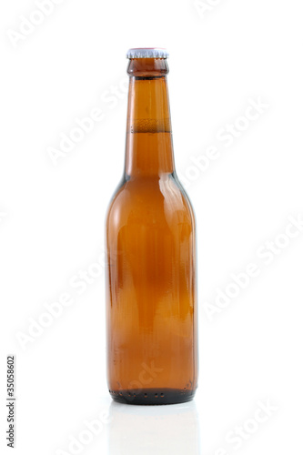 Beer bottle in white background
