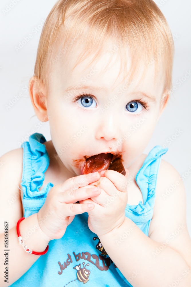 baby girl eat chocolate baby girl eat chocolate