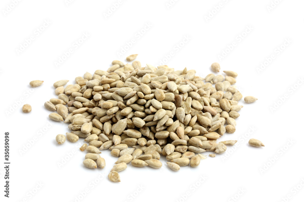 Sunflower seeds isolated in white background Sunflower seeds isolated in white background