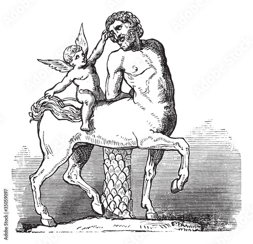 Chiron Centaur and Cupid statue or Furietti Centaurs and cupid v photo