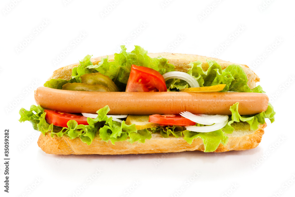 Hot dog isolated on white background Hot dog isolated on white background