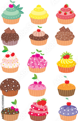 Cupcakes. vector, color full, no gradient