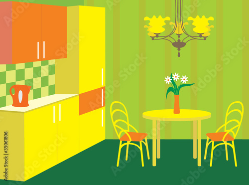 Kitchen furniture. Interior. vector