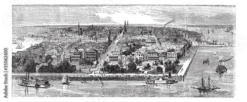 Charleston vintage engraving