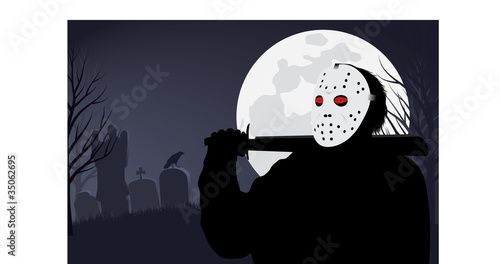 killer in a mask on Halloween