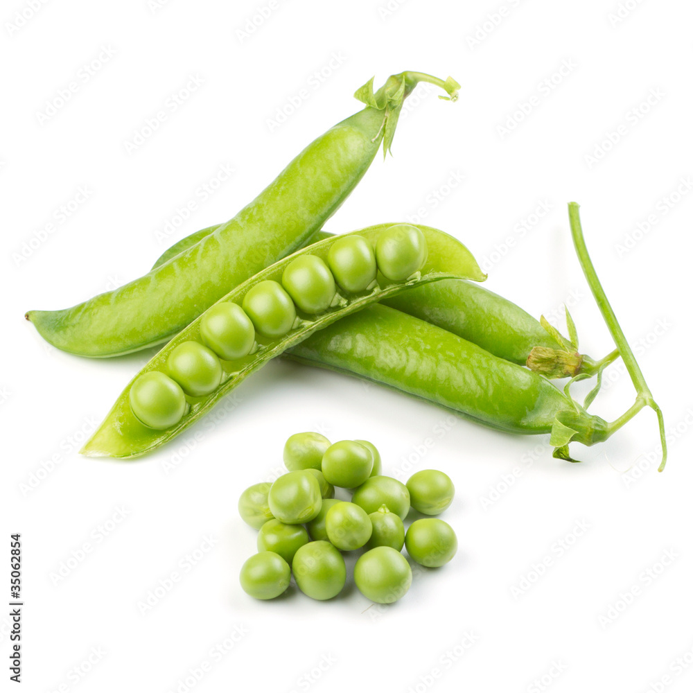 Fresh green pea pod over white background Fresh green pea pod over white background