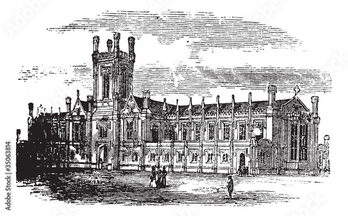 Cheltenham College vintage engraving photo