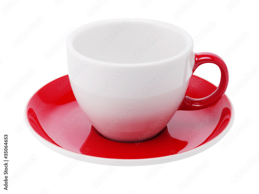 weiße Tasse mit rotem Rand