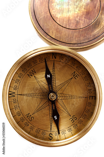 Close up of directional compass