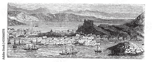 Christiansted in Saint Croix, US Virgin Islands vintage engravin