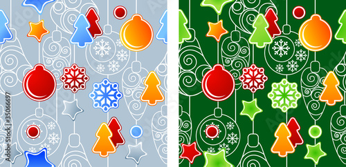 Seamless Christmas pattern. Two variants of color