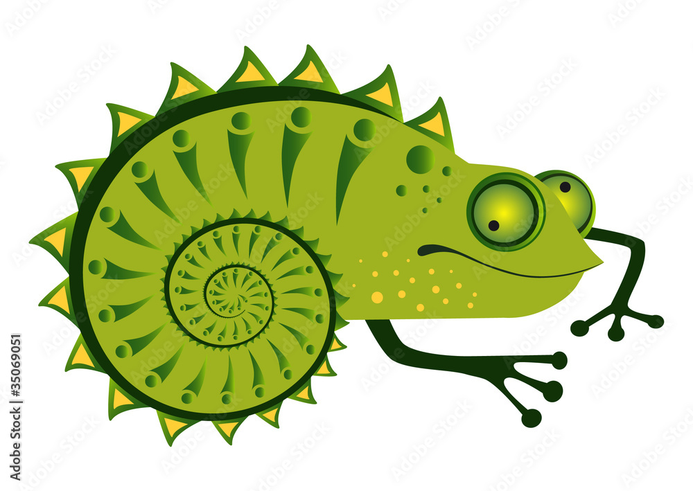 Green chameleon with cool decor Green chameleon with cool decor